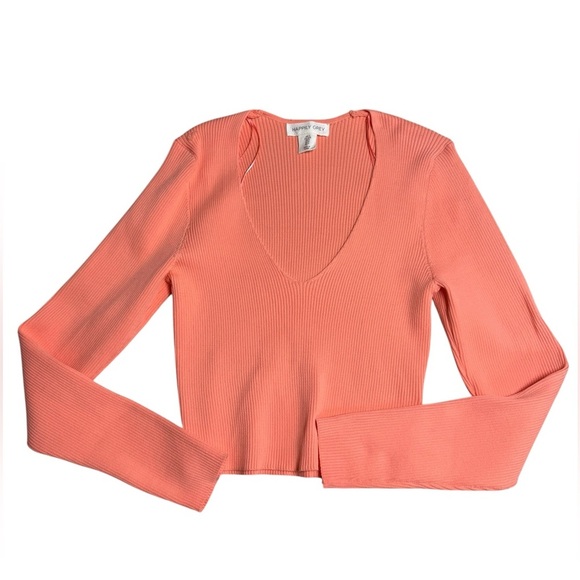 Happily Grey Coral Ribbed Knit Long Sleeve Crop Top – Size Large - Picture 1 of 5